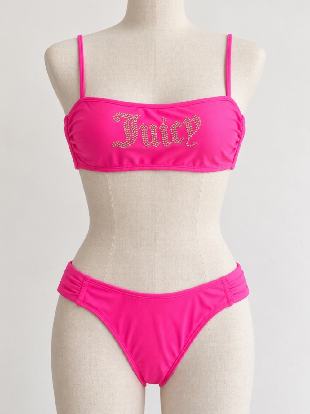 Juicy Couture Hot Pink Rhinestone Logo Two-Piece Bikini Swimsuit – Size Small